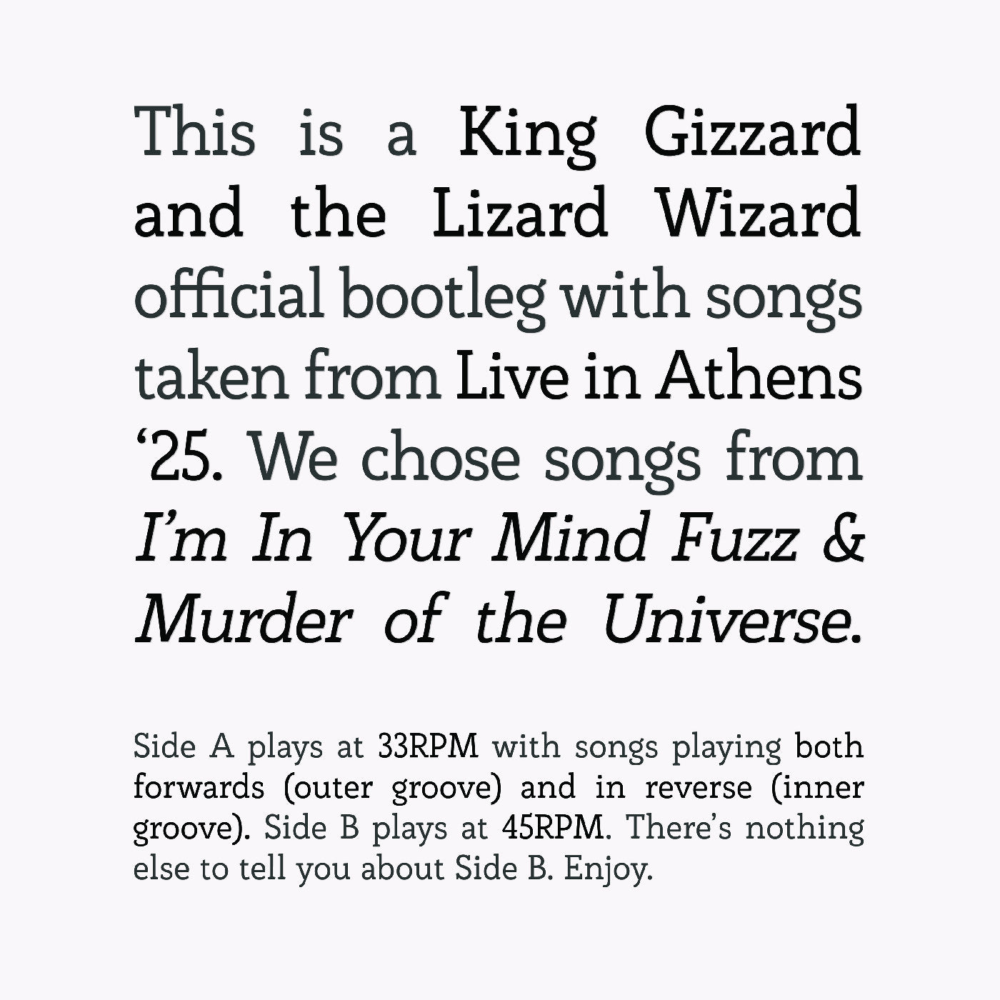 King Gizzard & The Lizard Wizard - Songs from I'm In Your Mind Fuzz & Murder of the Universe: Live in Athens '25