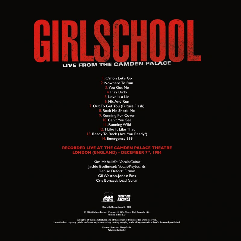 Girlschool - Live From The Camden Palace (First Time On Vinyl! | RSD 2026)
