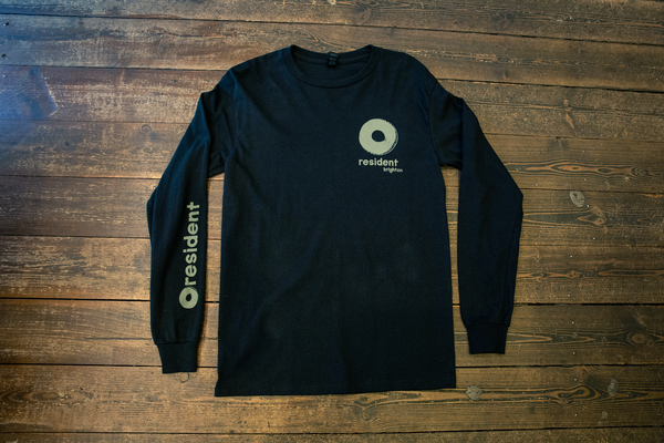 Resident Long Sleeve T-Shirt - Black Long Sleeve T | Green Ink