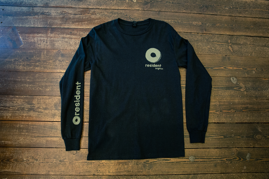 Resident Long Sleeve T-Shirt - Black Long Sleeve T | Green Ink